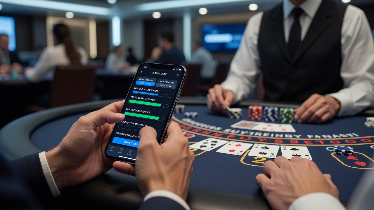 Detailansicht einer mobilen App mit Live-Tischspiel, Bonusindikatoren und Tipps zur Maximierung während der Session